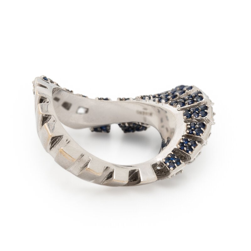 WHITE GOLD, DIAMOND, AND SAPPHIRE TWIST RING - 3