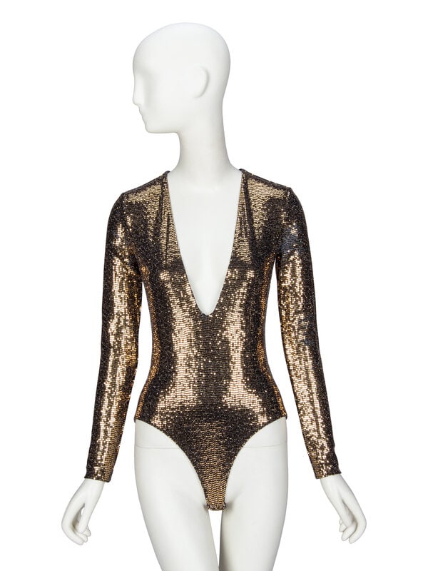 GUCCI, GOLD SEQUIN STRETCH BODYSUIT (1 of 4)