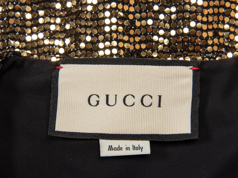GUCCI, GOLD SEQUIN STRETCH BODYSUIT - 4