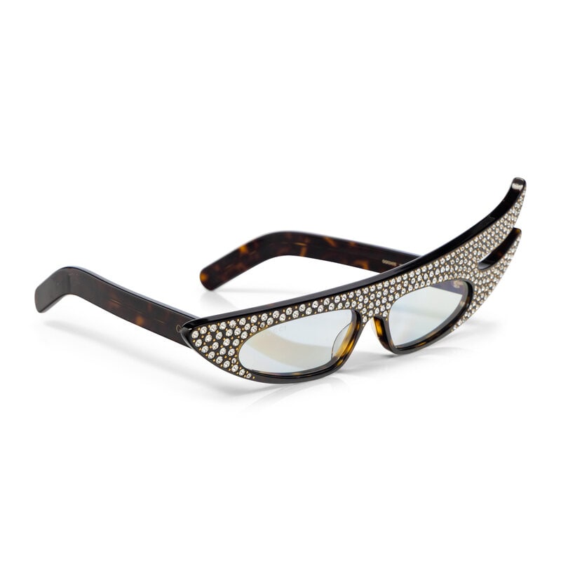 GUCCI, 'HOLLYWOOD FOREVER' RHINESTONED CAT EYE SUNGLASSES - 2