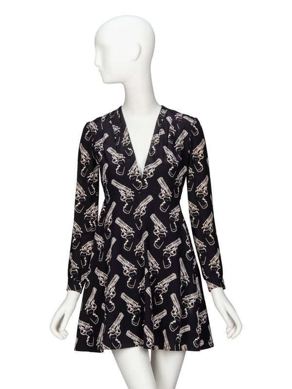 SAINT LAURENT, GUN-PRINT SILK MINIDRESS (1 of 4)