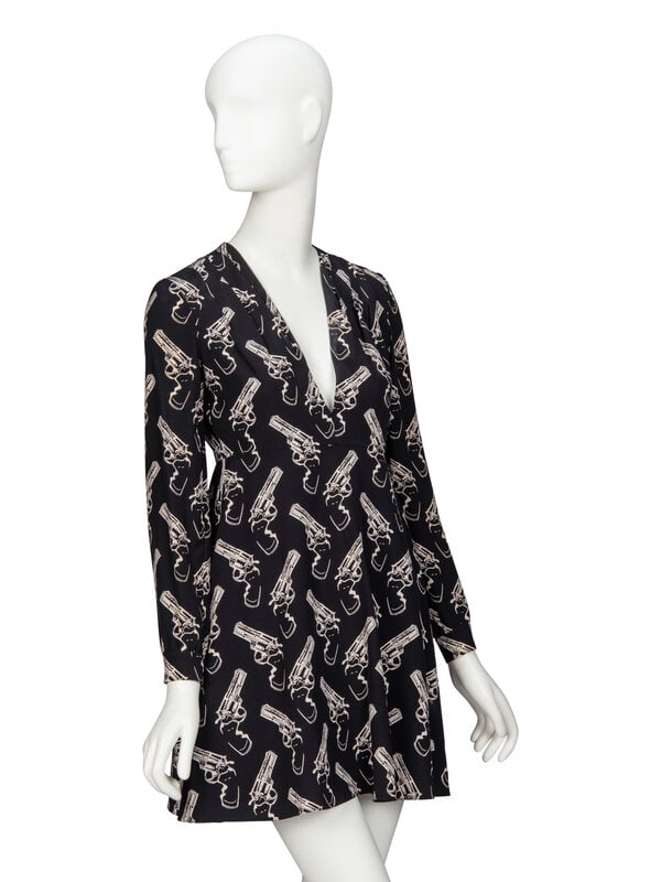 SAINT LAURENT, GUN-PRINT SILK MINIDRESS - 2