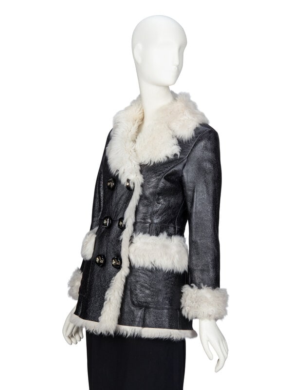 PRADA, BLACK SHEARLING COAT - 2