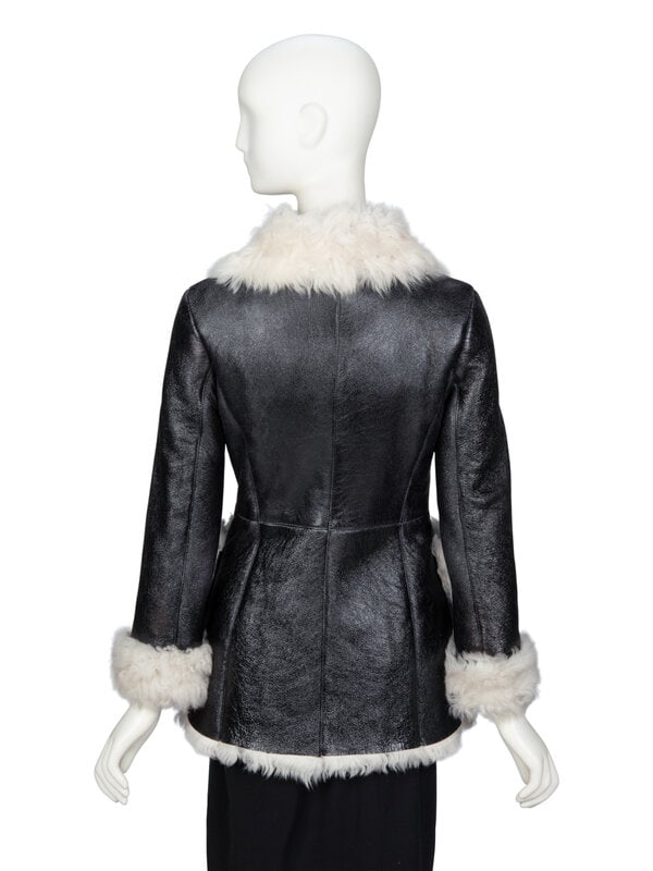 PRADA, BLACK SHEARLING COAT - 3