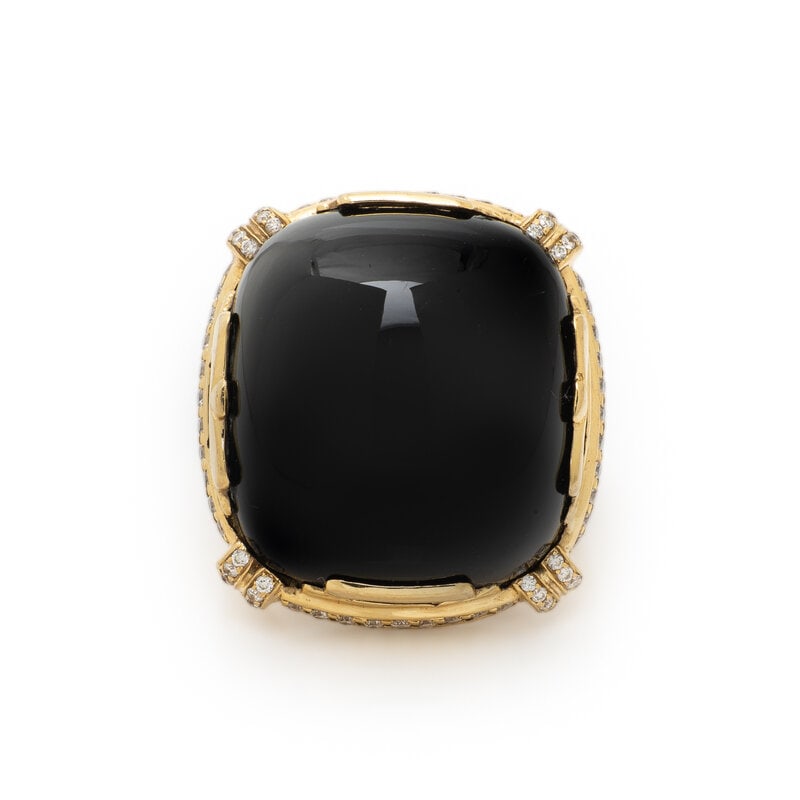 GOSHWARA, YELLOW GOLD, ONYX AND DIAMOND RING - 2