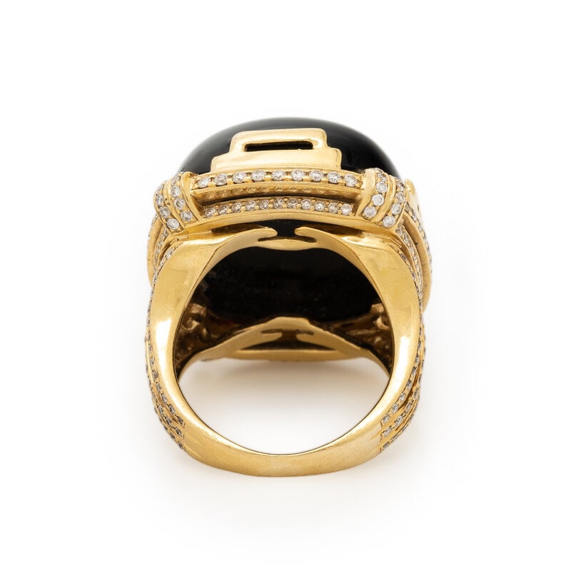 GOSHWARA, YELLOW GOLD, ONYX AND DIAMOND RING - 3