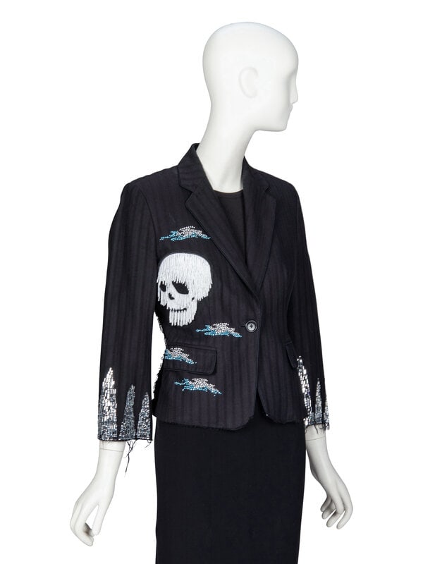 LIBERTINE, EMBELLISHED DISTRESSED SKULL BLAZER - 2