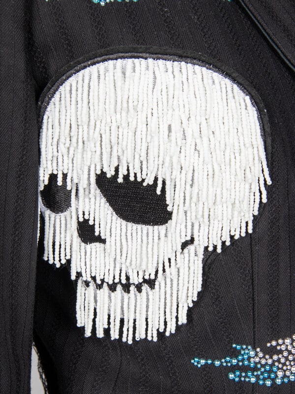 LIBERTINE, EMBELLISHED DISTRESSED SKULL BLAZER - 4