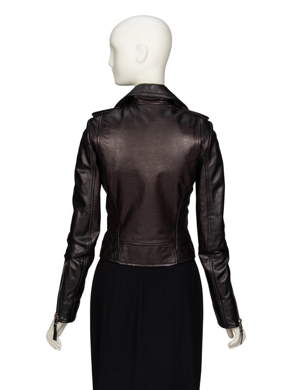 BALENCIAGA, BLACK LEATHER MOTO JACKET - 4