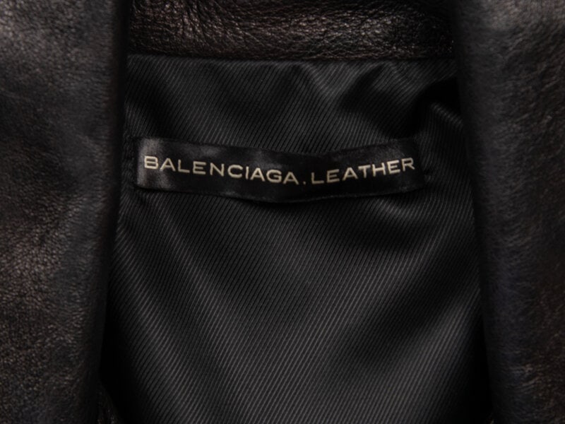 BALENCIAGA, BLACK LEATHER MOTO JACKET - 5