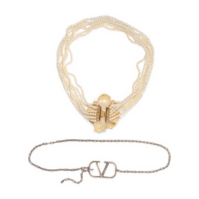 VALENTINO, FLOWER NECKLACE & CHAIN BELT - 2