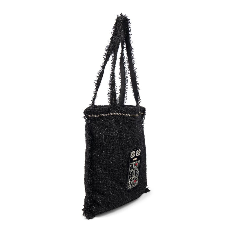 CHANEL, BLACK EYELASH TWEED TOTE BAG - 2