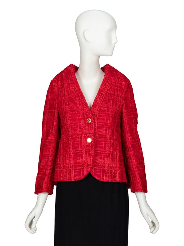 THOM BROWNE, SCUPTURAL RED TWEED JACKET (1 of 7)