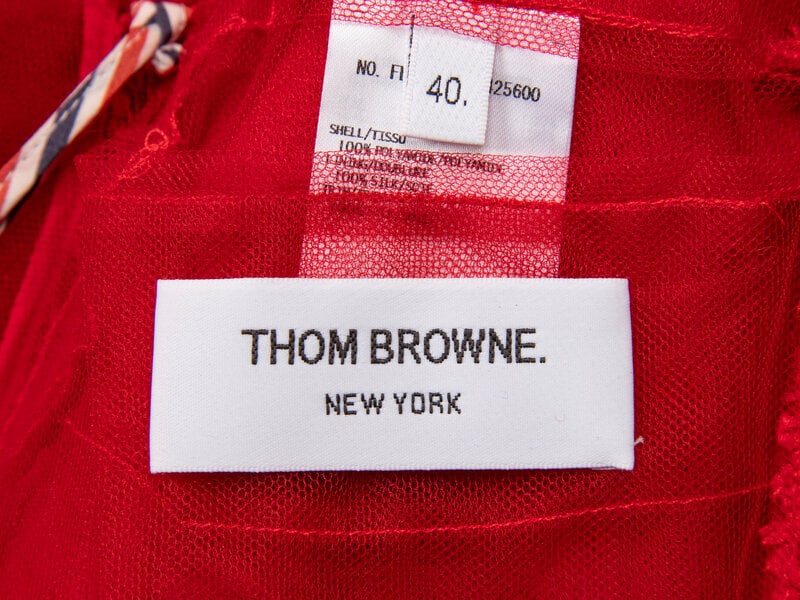 THOM BROWNE, SCUPTURAL RED TWEED JACKET - 7