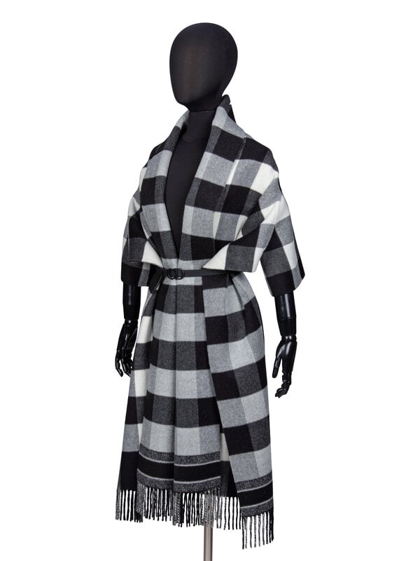 CHRISTIAN DIOR, BELTED PLAID SCARF BOLERO/SHAWL - 2