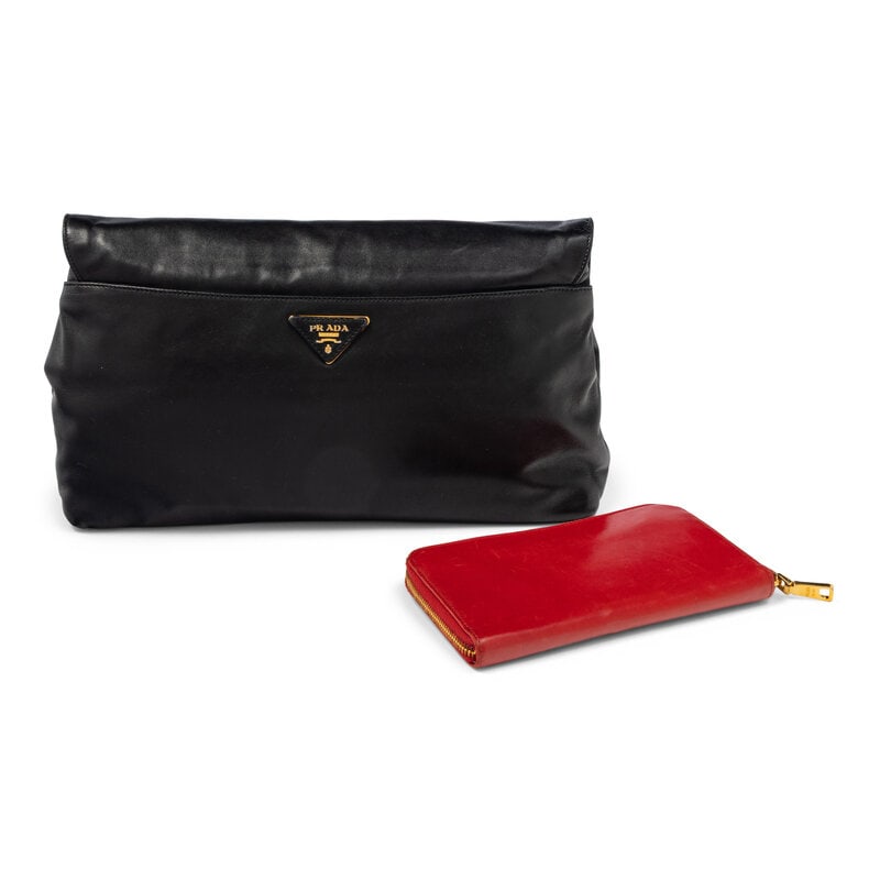 PRADA, SMOKING LIPS LEATHER CLUTCH & WALLET - 3