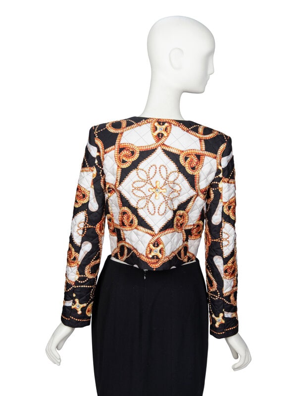 MOSCHINO, QUILTED & PRINTED SILK JACKET - 3