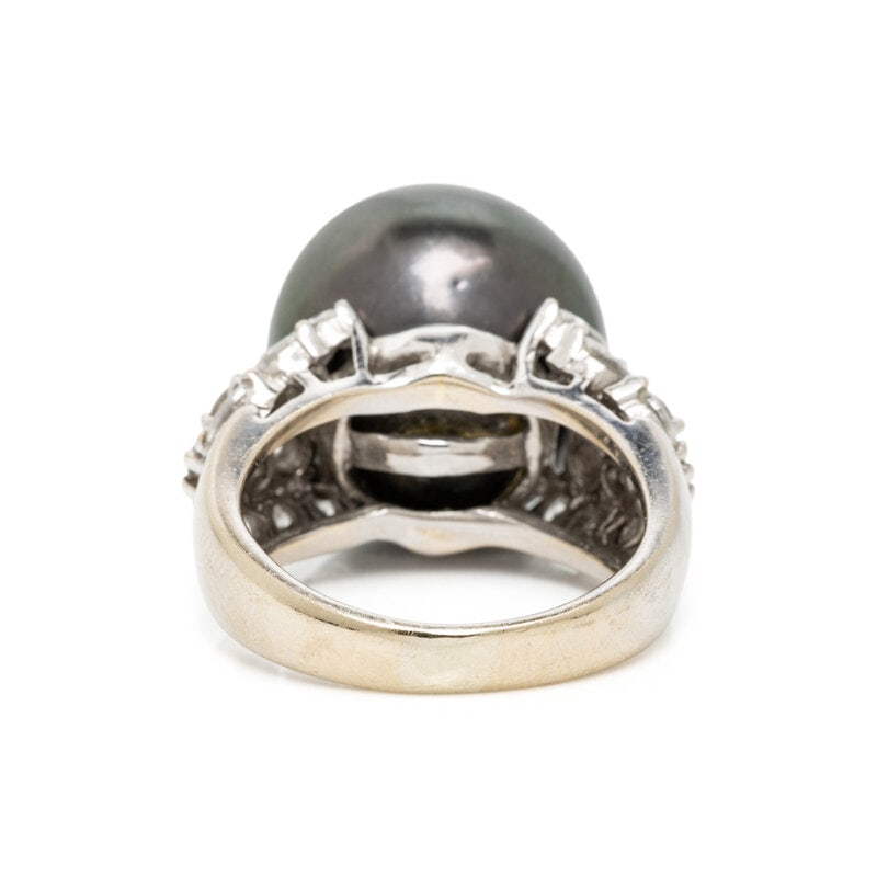 GRAY CULTURED PEARL AND DIAMOND RING - 3
