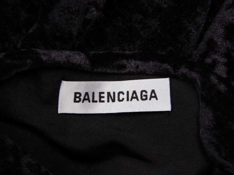 BALENICAGA, CRUSHED VELVET CAPE-SLEEVE MINIDRESS - 4