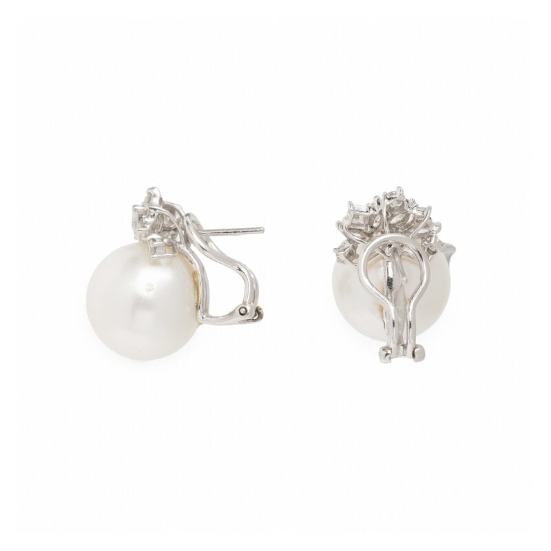 CULTURED PEARL AND DIAMOND EARRINGS - 2