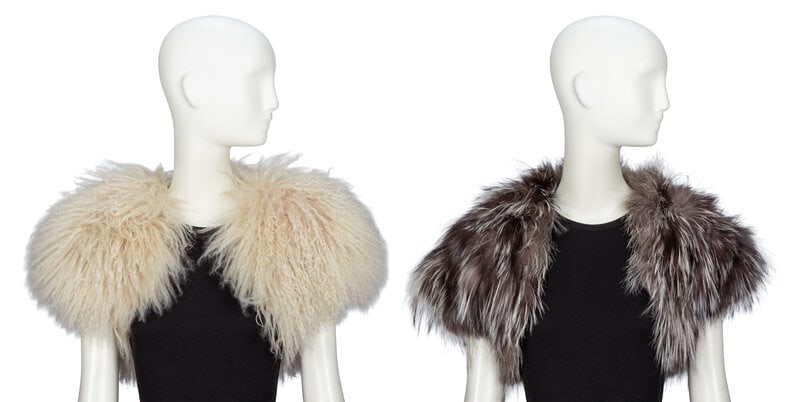 TWO DESIGNER FUR SHRUGS (1 of 3)