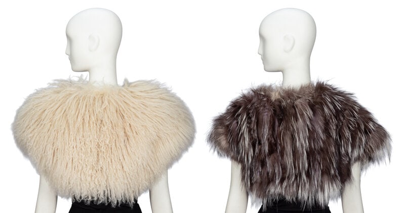 TWO DESIGNER FUR SHRUGS - 2