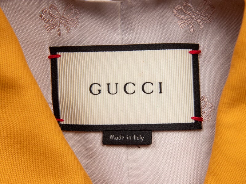 GUCCI, BOXY RUFFLE-TRIM MUSTARD JACKET - 4