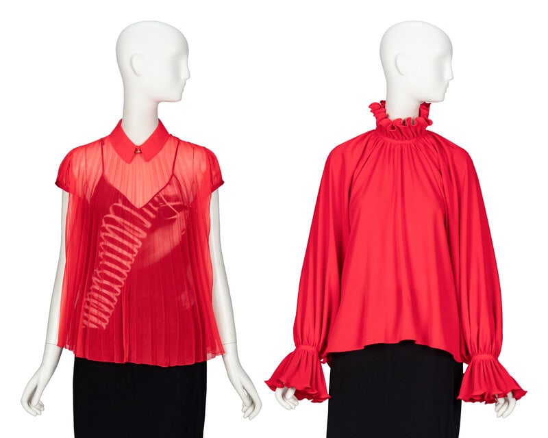 SCHIAPARELLI & BALENCIAGA, TWO RED BLOUSES (1 of 3)