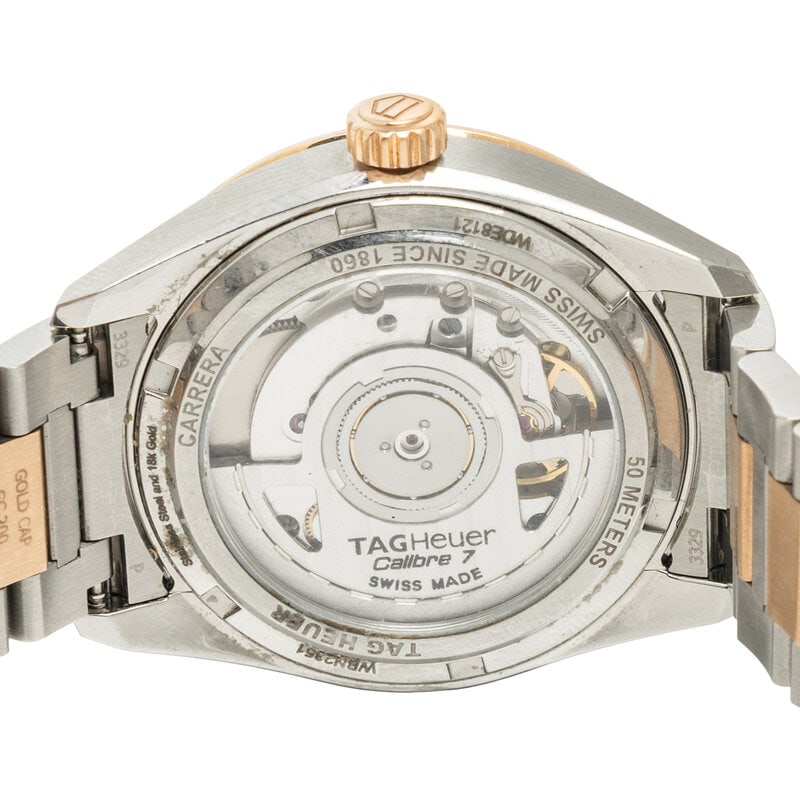 TAG HEUER, REF. WBN2351 'CARRERA' STAINLESS STEEL AND 18K ROSE GOLD DATE WATCH WITH DIAMONDS AND MOT - 3