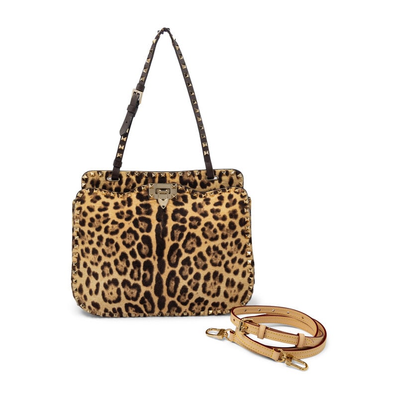 VALENTINO, JAGUAR-PRINT PONY ROCKSTUD BAG (1 of 5)