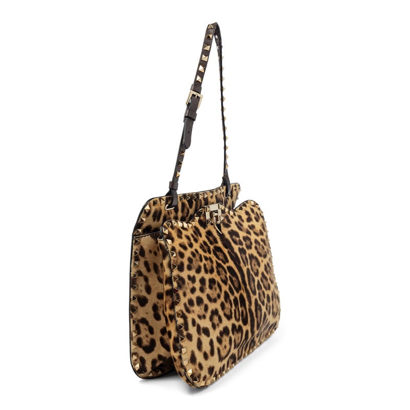 VALENTINO, JAGUAR-PRINT PONY ROCKSTUD BAG - 2