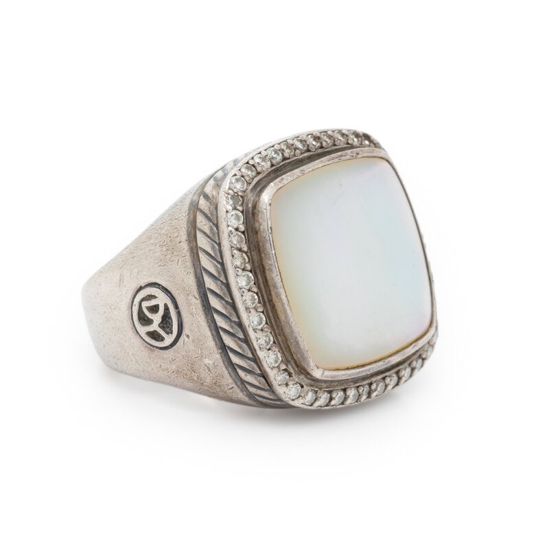 DAVID YURMAN, SILVER, MOTHER-OF-PEARL, AND DIAMOND RING - 2