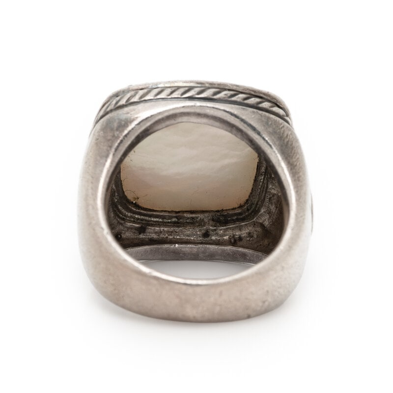 DAVID YURMAN, SILVER, MOTHER-OF-PEARL, AND DIAMOND RING - 3