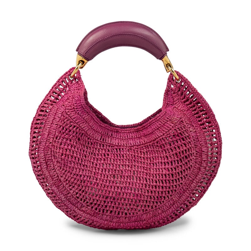 CHLOÉ, SUMMER BANANA HOBO BAG IN MAGENTA RAFFIA - 3