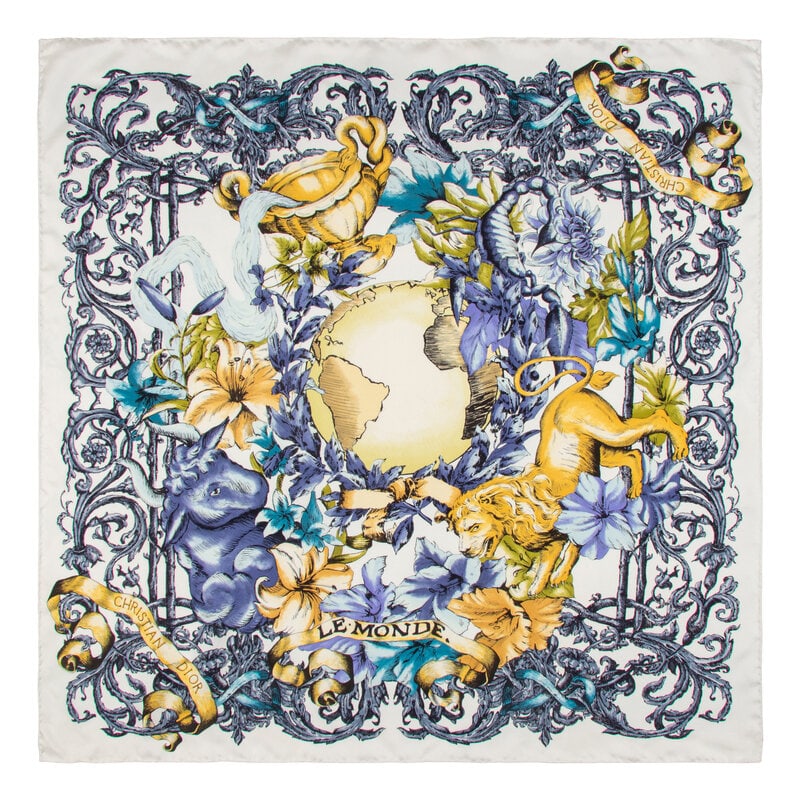 DIOR & LOUIS VUITTON, THREE PRINTED SILK SCARVES - 2