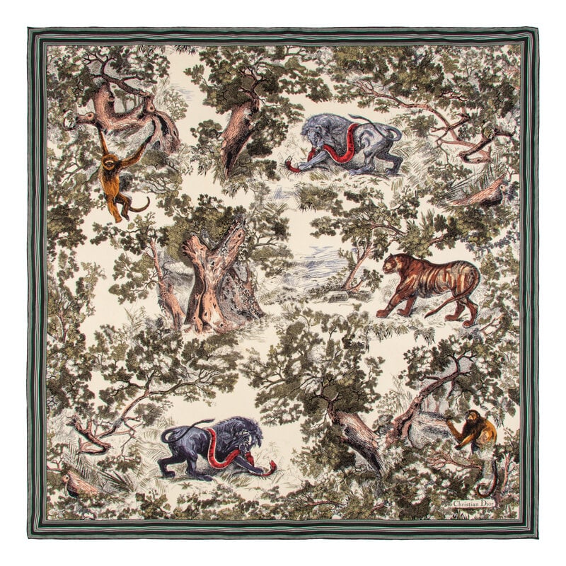 DIOR & LOUIS VUITTON, THREE PRINTED SILK SCARVES - 3