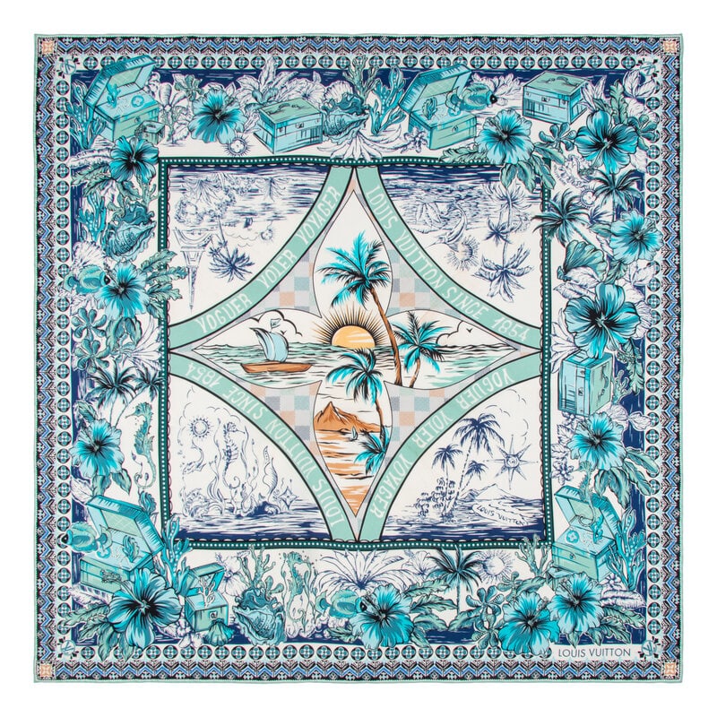 DIOR & LOUIS VUITTON, THREE PRINTED SILK SCARVES - 4