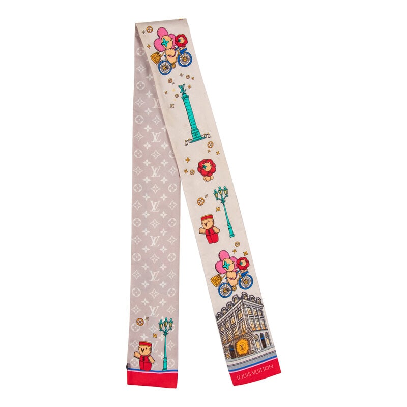 LOUIS VUITTON, THREE PRINTED SILK SCARVES - 4