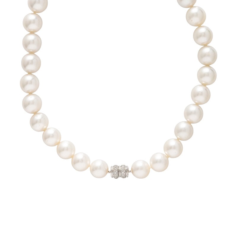 CULTURED PEARL AND DIAMOND NECKLACE - 3