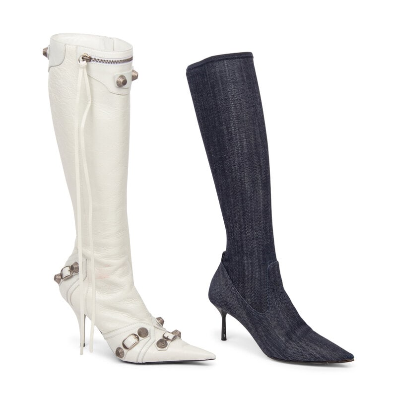 TWO PAIRS OF DESIGNER BOOTS, BALENCIAGA AND MIU MIU  (1 of 2)