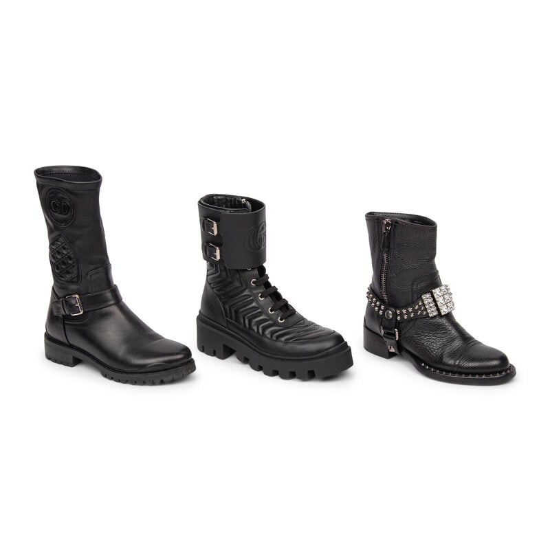 THREE PAIRS OF DESIGNER BLACK LEATHER BOOTS (1 of 2)