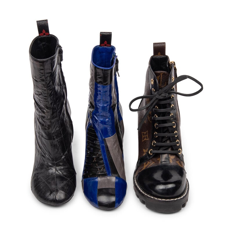 LOUIS VUITTON, THREE PAIRS OF HEELED BOOTS - 2