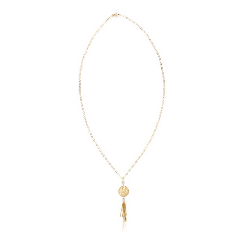 YELLOW GOLD AND DIAMOND PENDANT TASSLE NECKLACE - 2