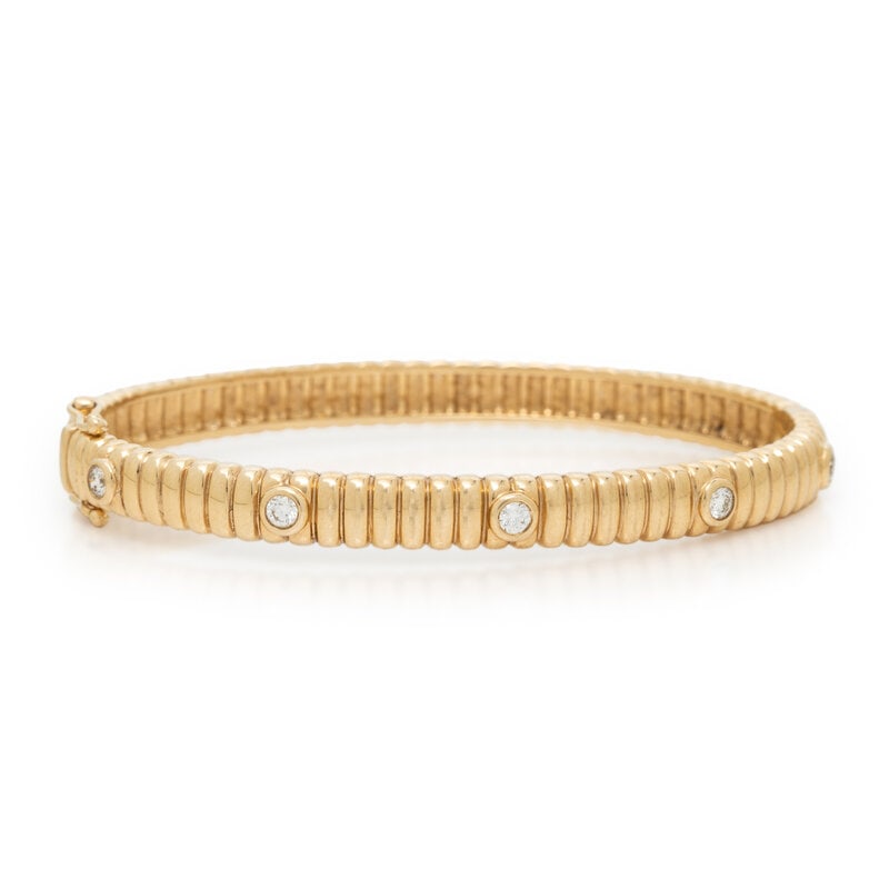 YELLOW GOLD AND DIAMOND BANGLE BRACELET (1 of 2)