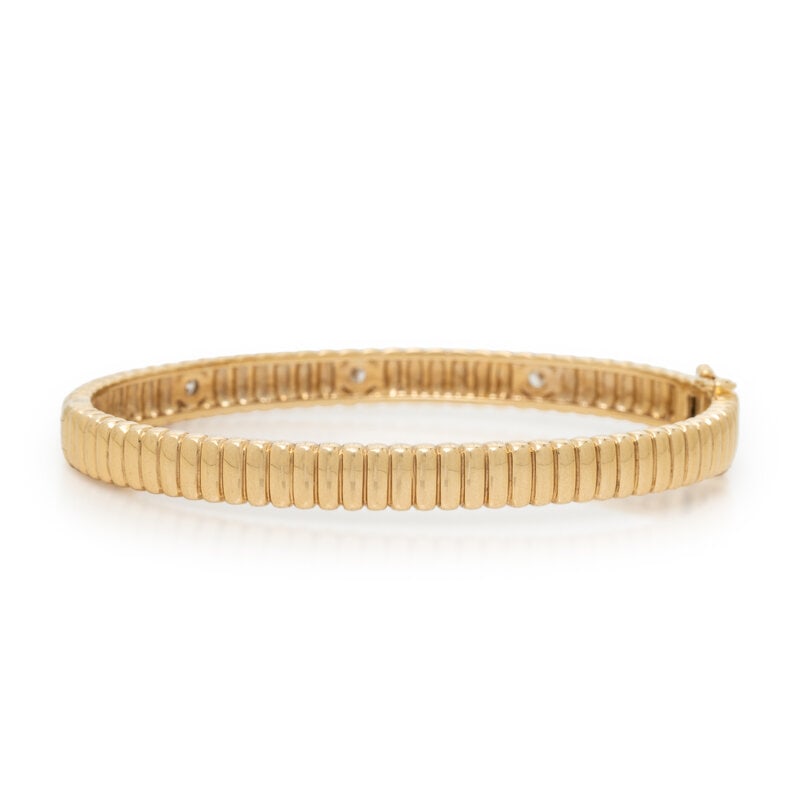 YELLOW GOLD AND DIAMOND BANGLE BRACELET - 2