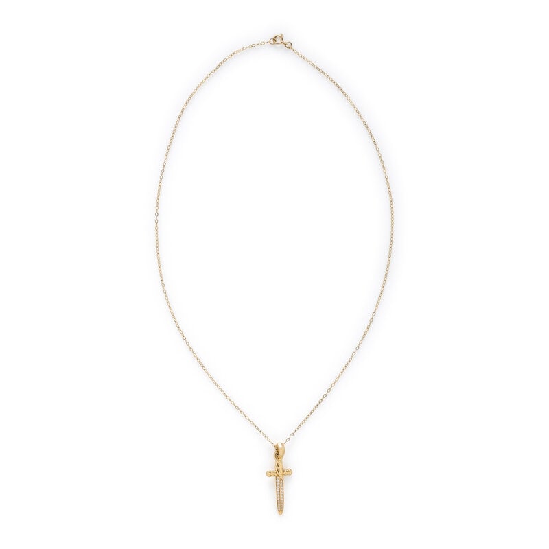 DAVID YURMAN, YELLOW GOLD AND DIAMOND SWORD PENDANT WITH GOLD-FILLED CHAIN - 2