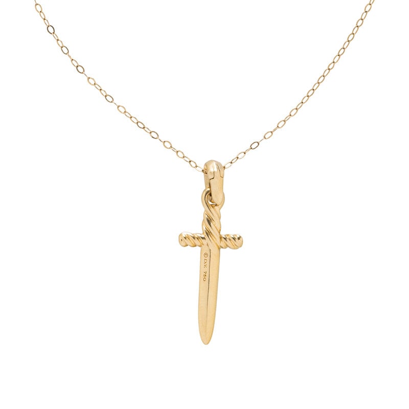 DAVID YURMAN, YELLOW GOLD AND DIAMOND SWORD PENDANT WITH GOLD-FILLED CHAIN - 3