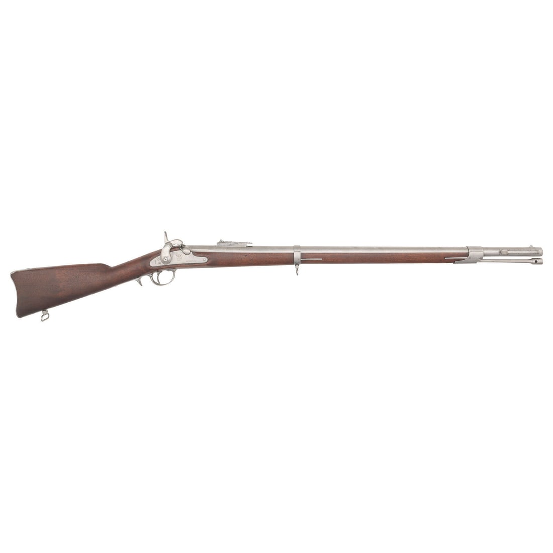 US Model 1861 Navy Rifle by Whitney: US Model 1861 Navy Rifle by Whitney American Civil War .69 caliber. 34" barrel. SN: 8630. Bright finish, steel furniture, walnut stock with two flat, spring-retained barrel bands. Single shot percussi