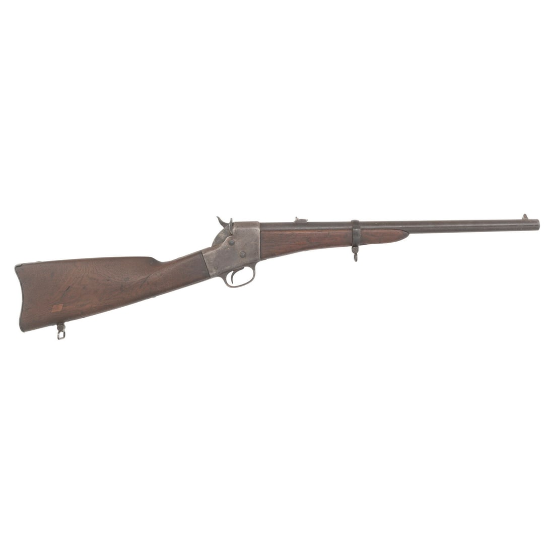 Remington Split Breech .50 Carbine: Remington Split Breech .50 Carbine Franco-Prussian War .50RF. 20" barrel. NSN. Blued and color casehardened finish, walnut stock and forend with single spring retained barrel band. Single shot "rollin