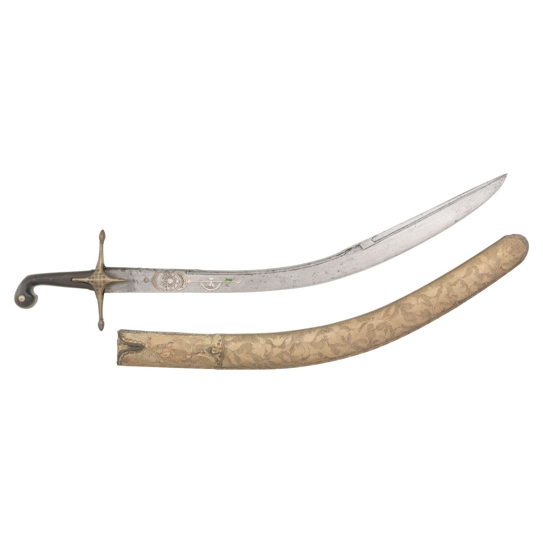 Highly Decorated Ottoman Kilij with Engraved Metal Covered Scabbard (1 of 11)